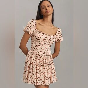 Reformation Davonne Mini Dress Cherry Print